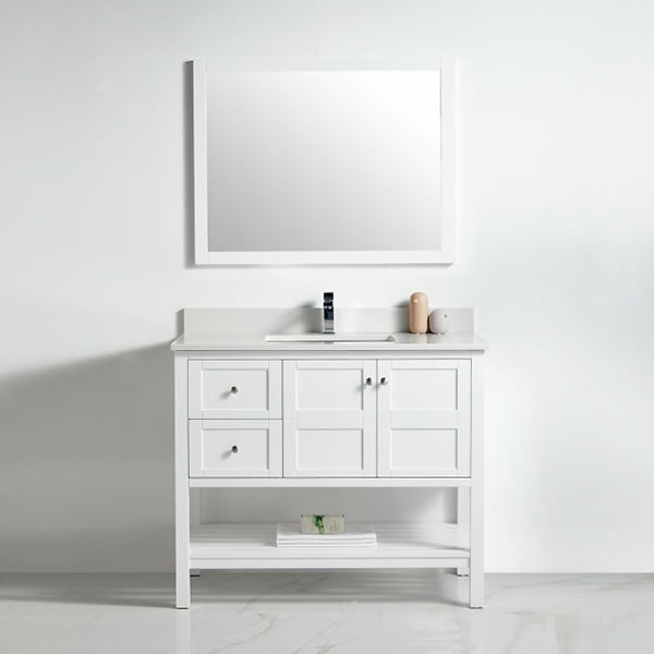 BNK Austin -42" Vanity with Two door, Two left drawer & soft close. White