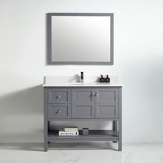 BNK Austin -42" Vanity with Two door, Two left drawer & soft close. Rock Gray