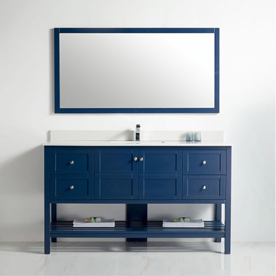 BNK Austin - 60" Vanity with single sink. Two door, Four drawer & soft close. Navy Blue