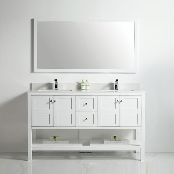 BNK Austin - 60" Vanity with single sink. Four door, two drawer & soft close. White