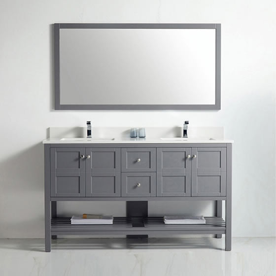 BNK Austin - 60" Vanity with single sink. Four door, two drawer & soft close. Rock Gray