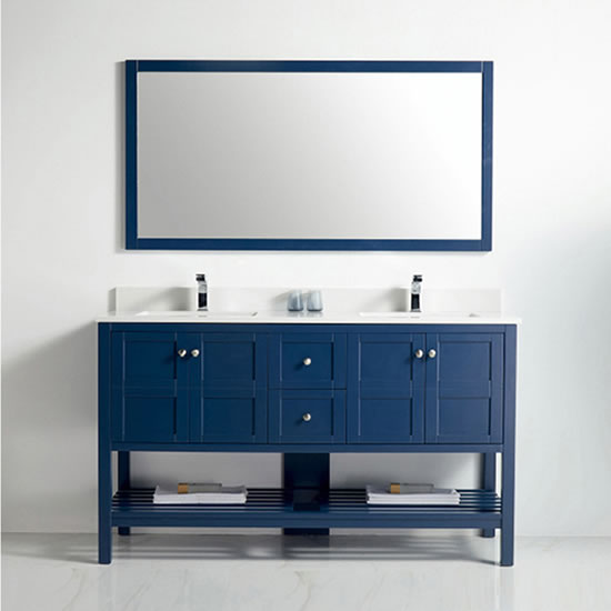 BNK Austin - 60" Vanity with single sink. Four door, two drawer & soft close. Navy Blue