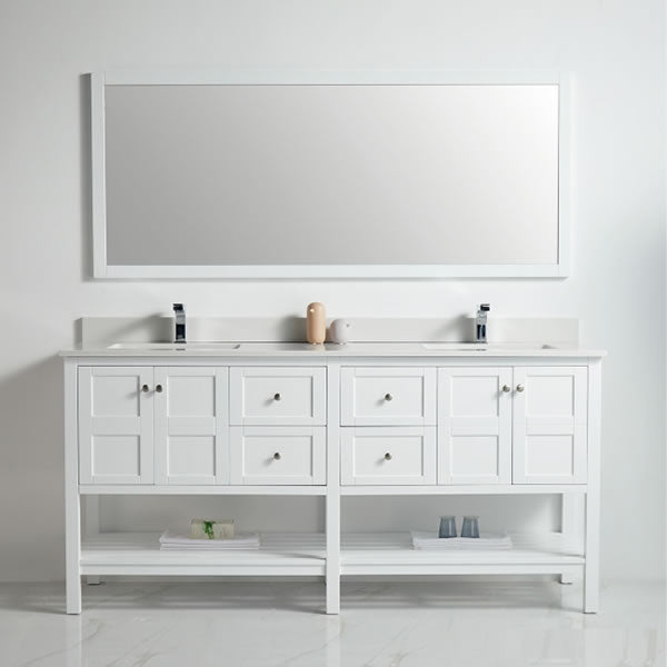 BNK Austin - 72" Vanity with double-sink. Four door, four drawer & soft close. White