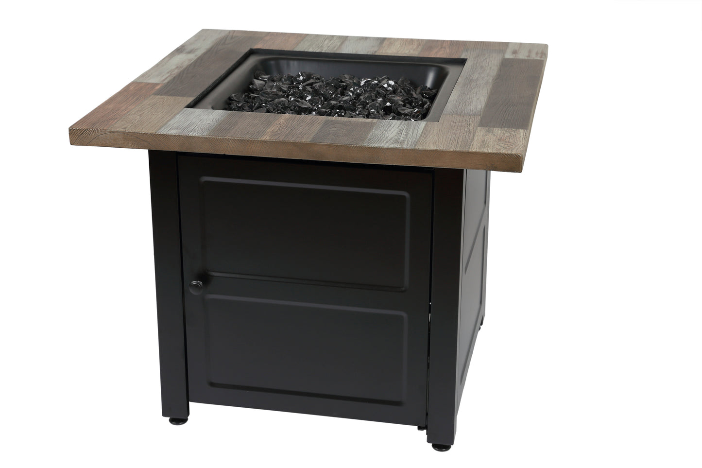 MR. BAR-B-Q The Cayden, 30" Square Gas Fire Table with Printed Cement Resin Mantel