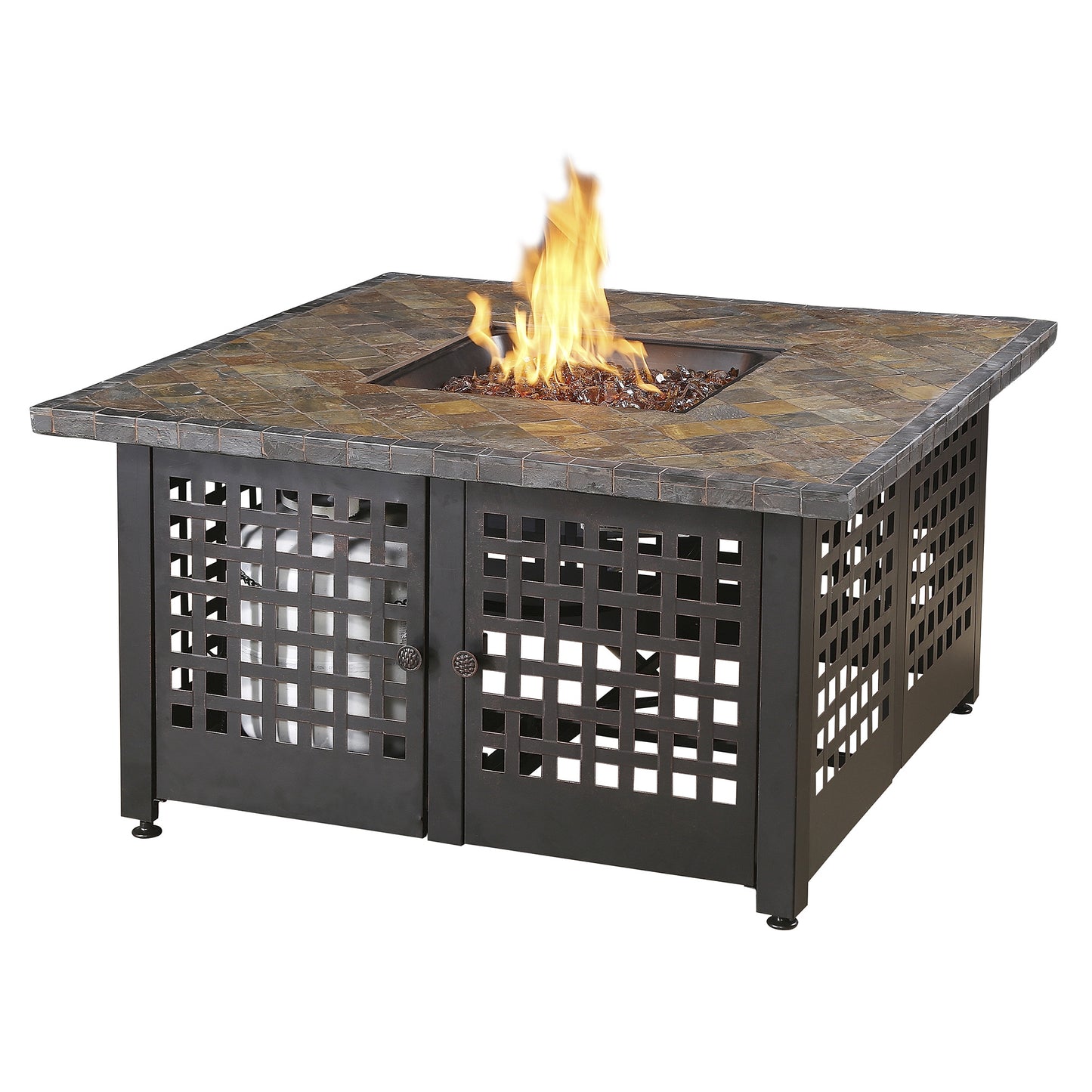 MR. BAR-B-Q The Elizabeth, LP Gas Outdoor Fire Pit with 42-in Slate Tile Mantel