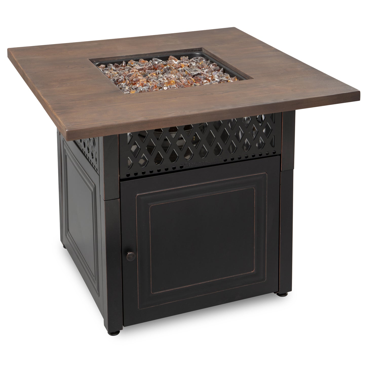 MR. BAR-B-Q The Donovan, Dual Heat LP Gas Outdoor Fire Pit/Patio Heater with Wood Look Resin Mantel