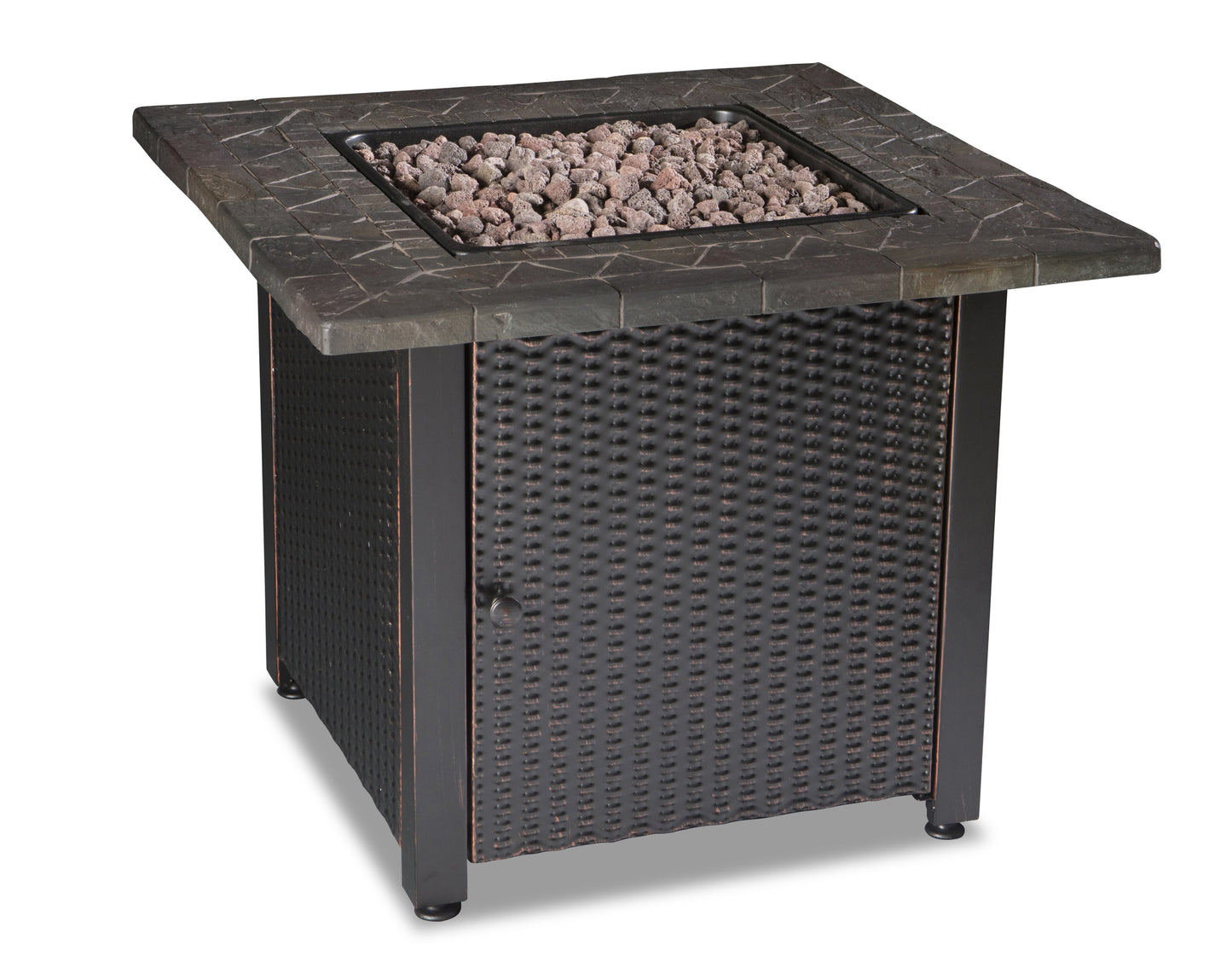 MR. BAR-B-Q LP Gas Outdoor Fire Pit with 30-in Resin Tile Mantel