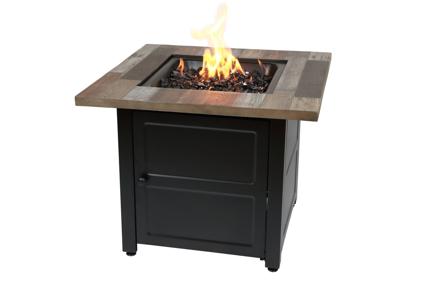 MR. BAR-B-Q The Cayden, 30" Square Gas Fire Table with Printed Cement Resin Mantel