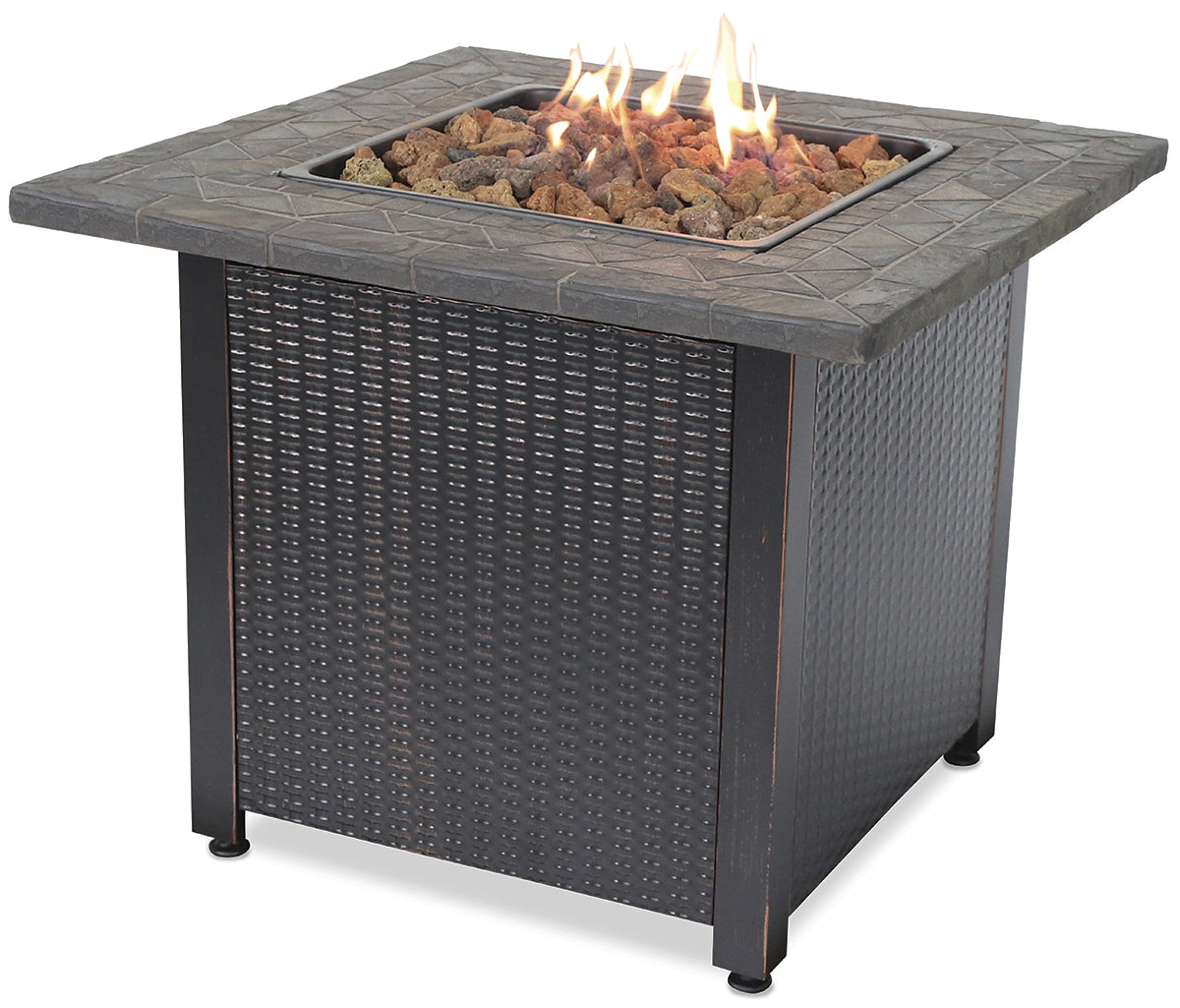 MR. BAR-B-Q LP Gas Outdoor Fire Pit with 30-in Resin Tile Mantel