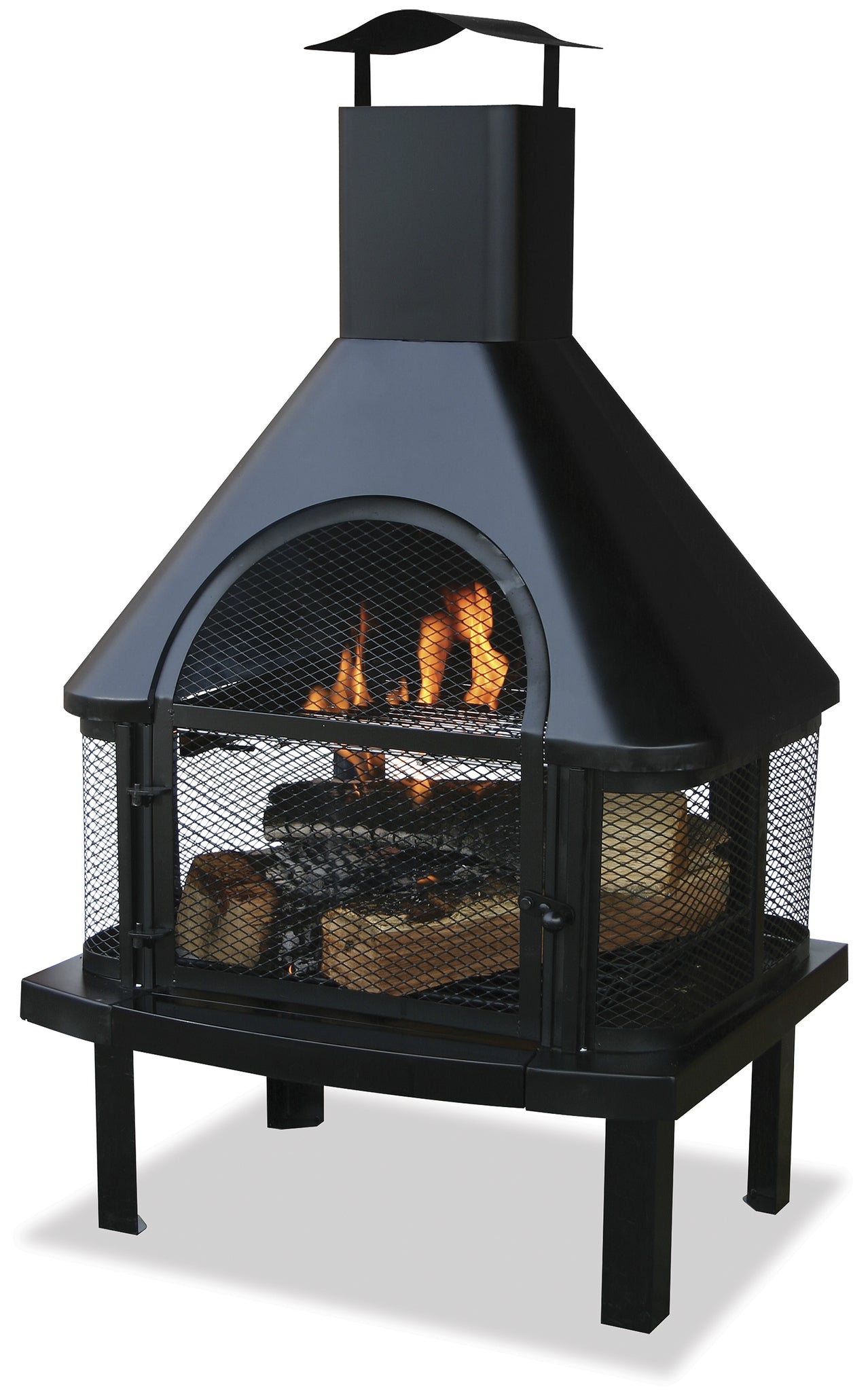 MR. BAR-B-Q BLACK WOOD BURNING OUTDOOR FIREHOUSE WITH CHIMNEY