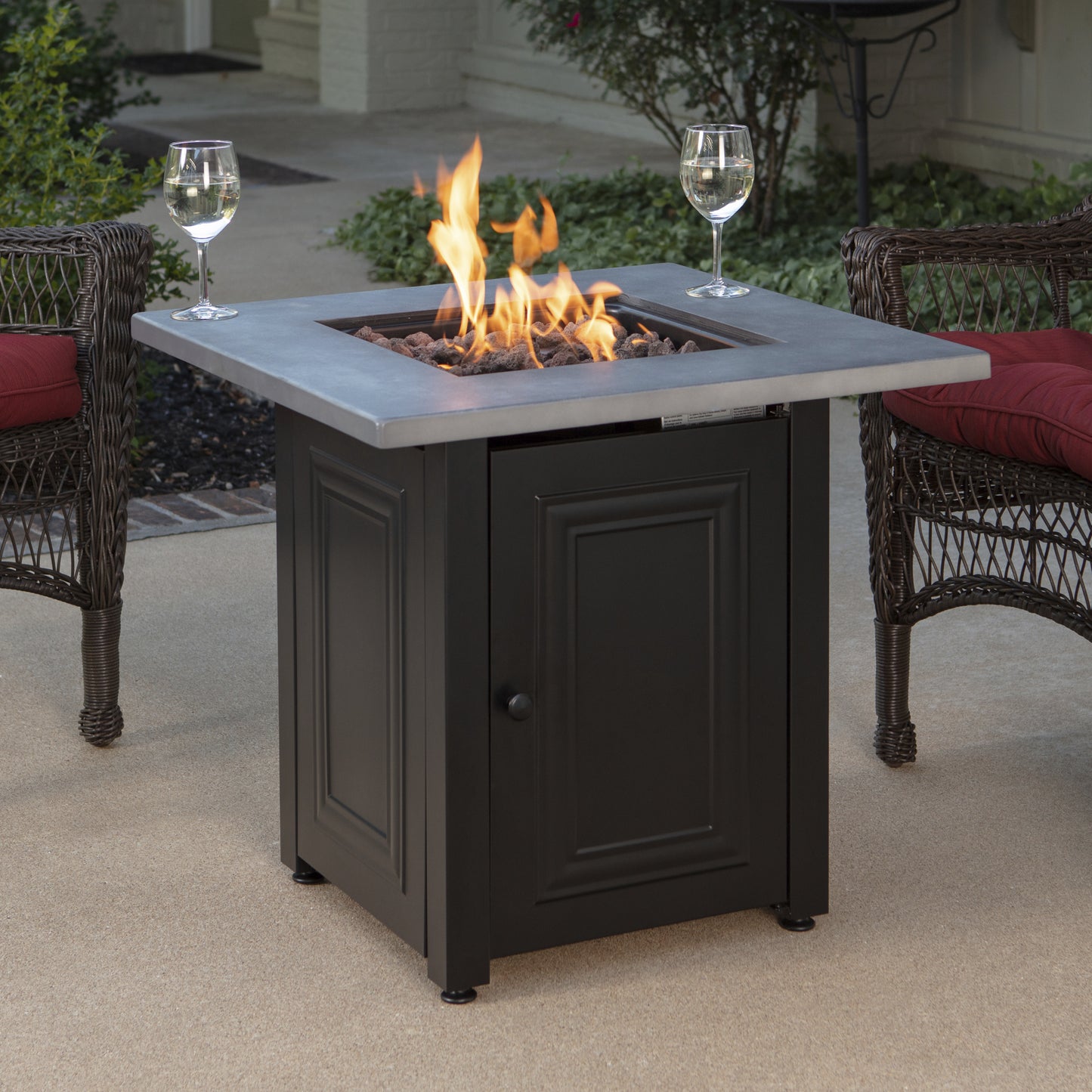 MR. BAR-B-Q The Wakefield, LP Gas Outdoor Fire Pit with Concrete Resin Mantel