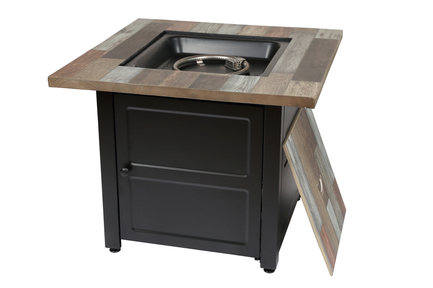 MR. BAR-B-Q The Cayden, 30" Square Gas Fire Table with Printed Cement Resin Mantel