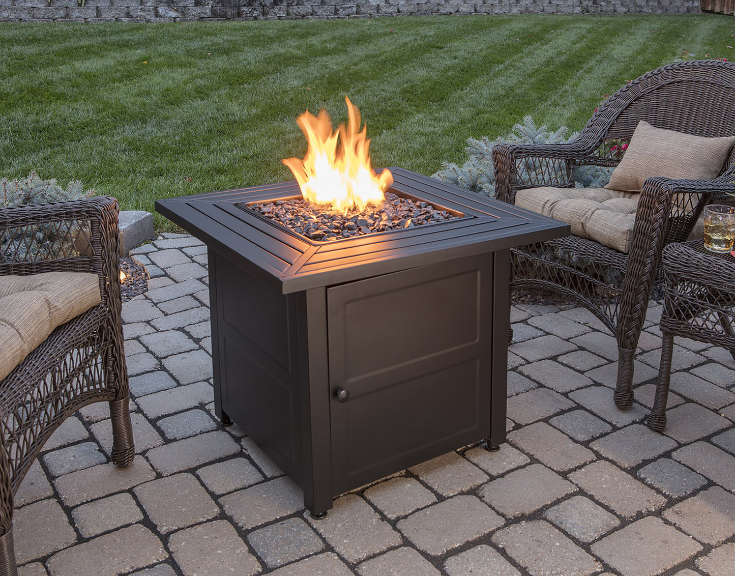 MR. BAR-B-Q LP Gas Outdoor Fire Pit with 30-in Steel Mantel