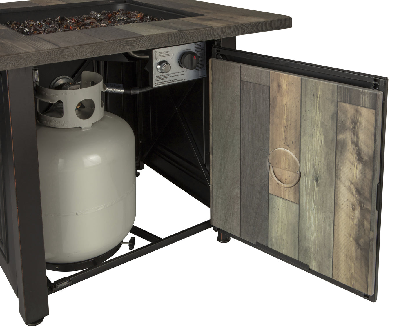 MR. BAR-B-Q The Burlington, LP Gas Outdoor Fire Pit with Printed Resin Mantel