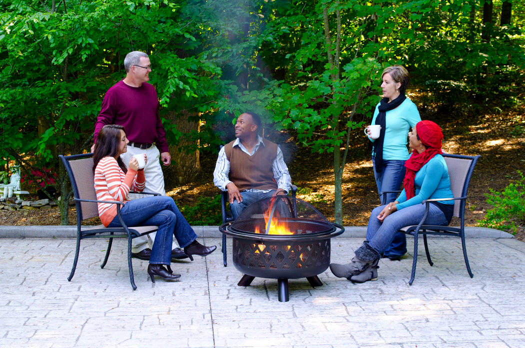 MR. BAR-B-Q OIL RUBBED BRONZE WOOD BURNING FIREBOWL WITH LATTICE DESIGN