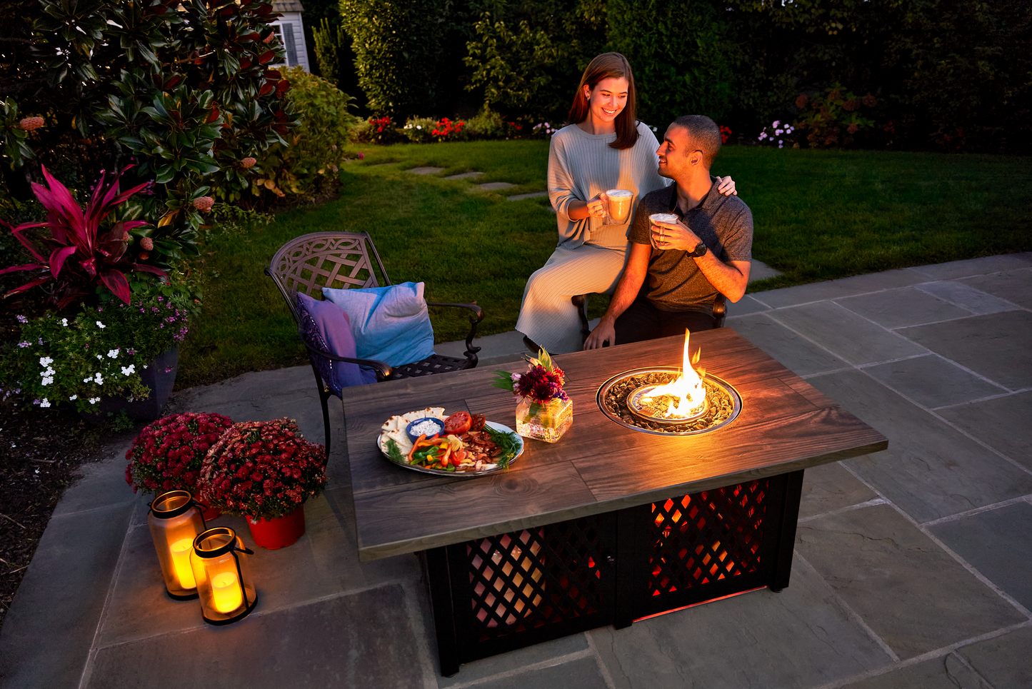 MR. BAR-B-Q The Scarlett LP Gas Outdoor Fire Pit with Dual Heat Technology