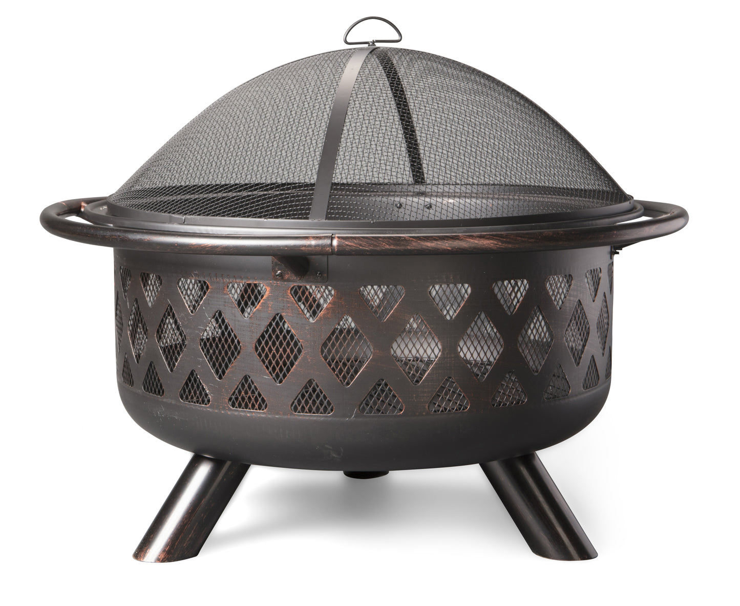 MR. BAR-B-Q OIL RUBBED BRONZE WOOD BURNING FIREBOWL WITH LATTICE DESIGN