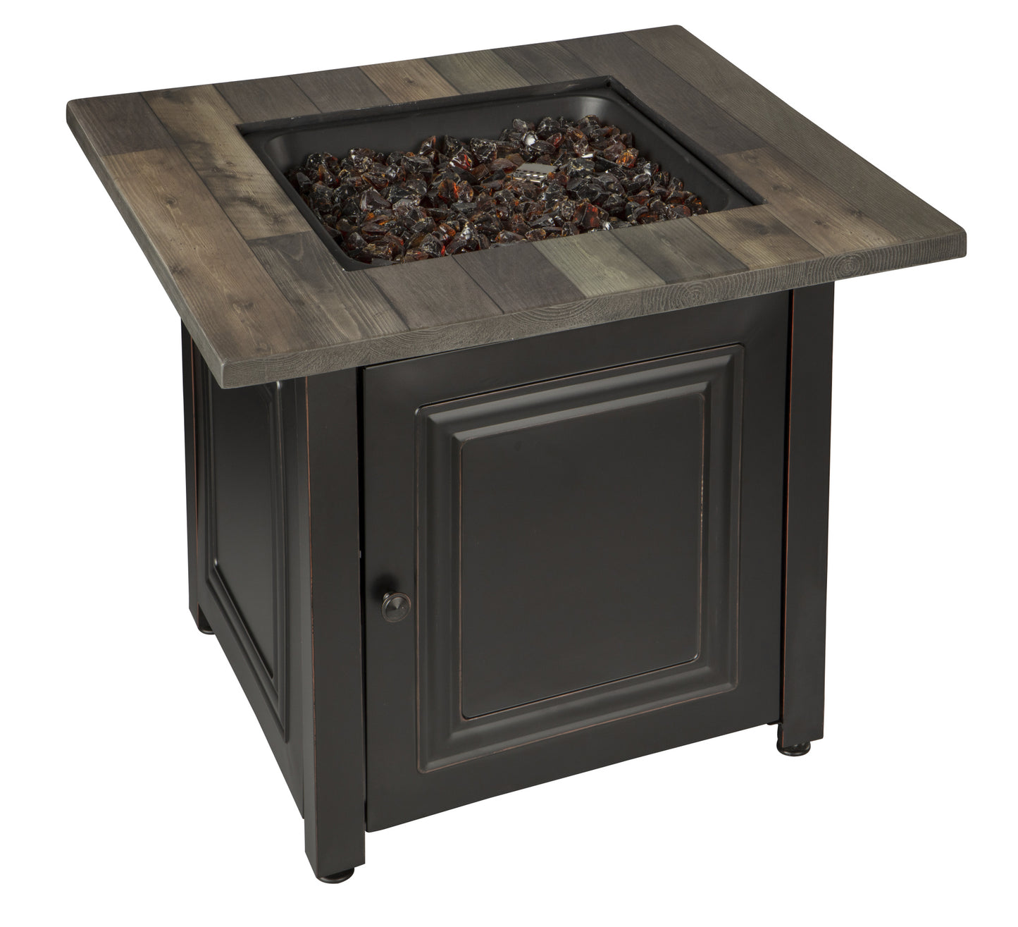 MR. BAR-B-Q The Burlington, LP Gas Outdoor Fire Pit with Printed Resin Mantel