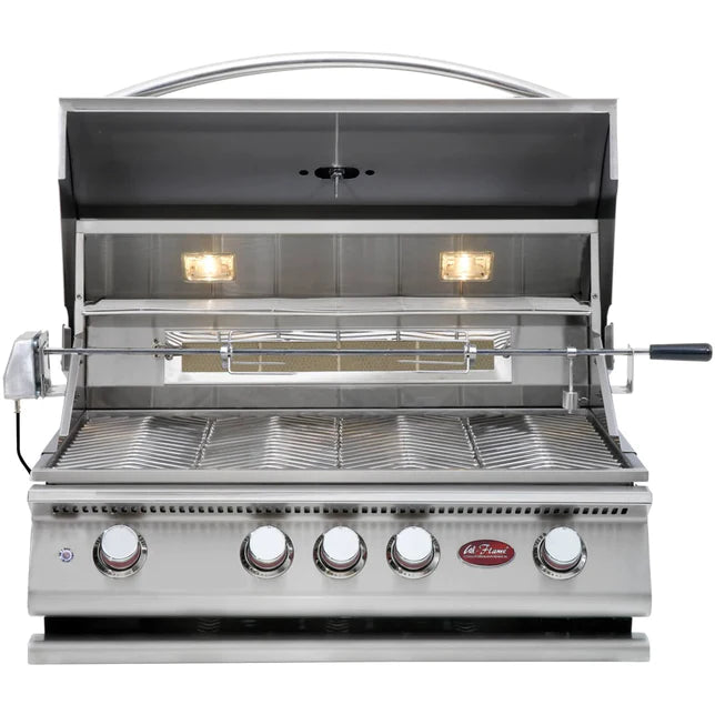 Cal Flame - BBQ Built In Grills P 4 BURNER with Lights, Rotisserie & Back Burner