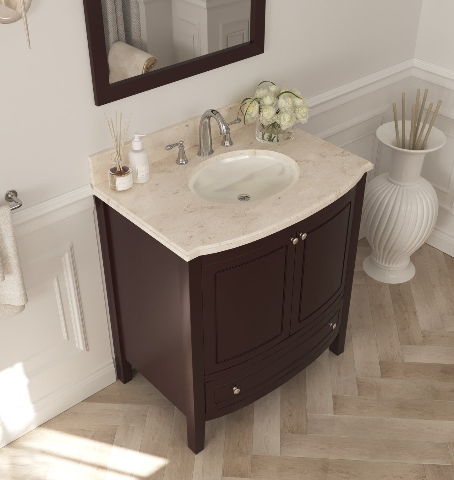 Laviva - Estella 32" Brown Bathroom Vanity with Jerusalem Gold Marble Countertop