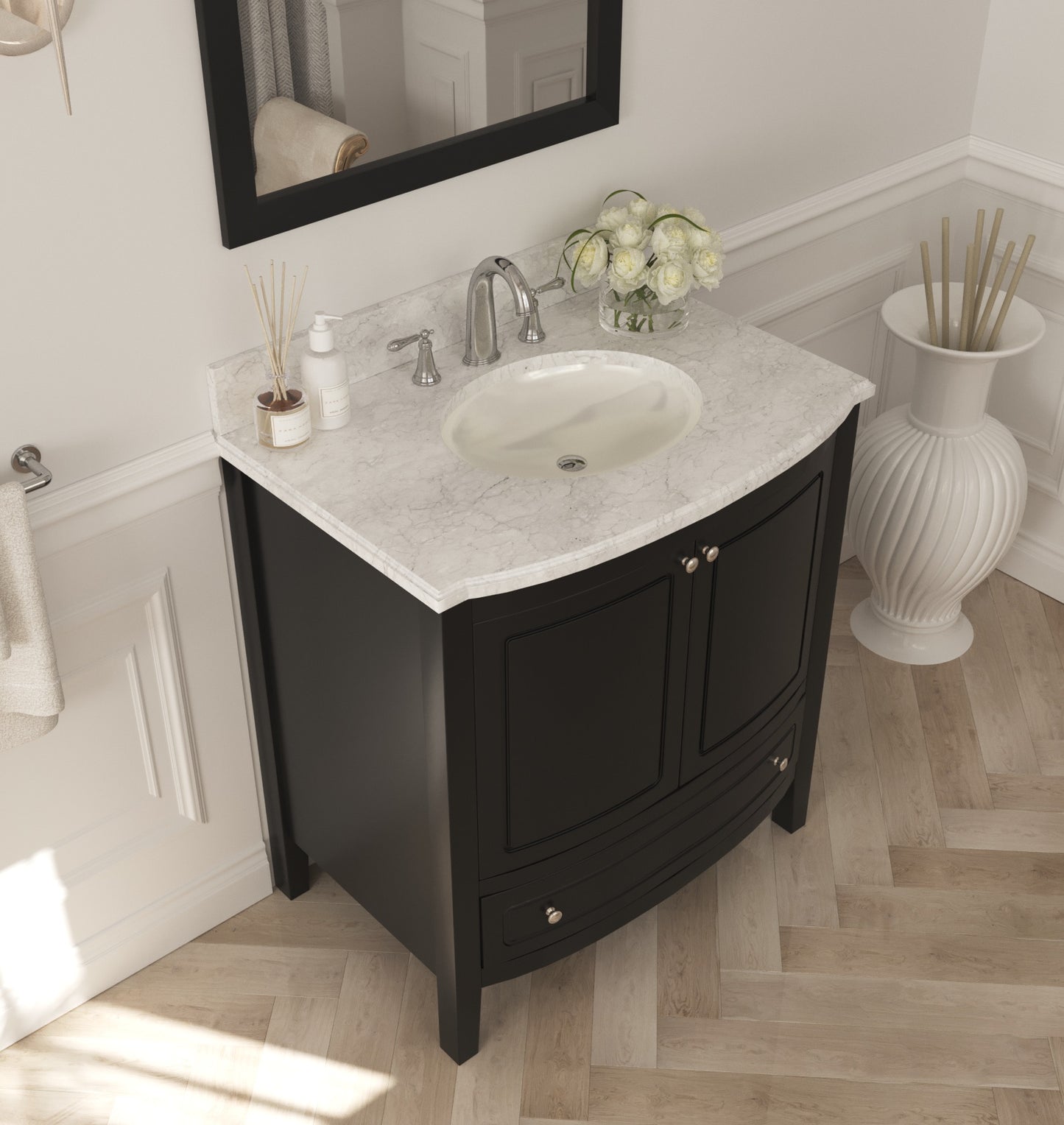 Laviva - Estella 32" Espresso Bathroom Vanity with White Carrara Marble Countertop