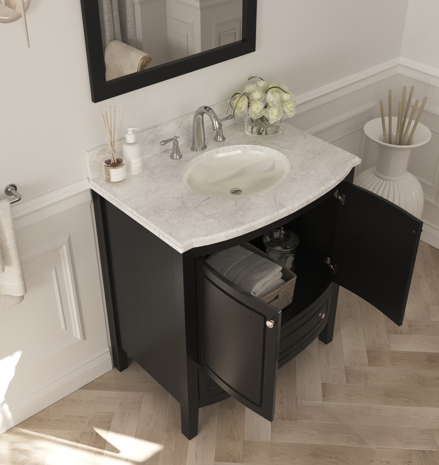 Laviva - Estella 32" Espresso Bathroom Vanity with White Carrara Marble Countertop