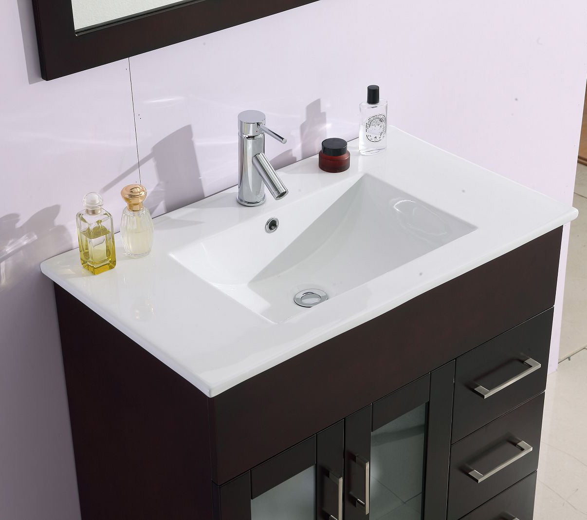 Laviva - Nova 32" Brown Bathroom Vanity with White Ceramic Basin Countertop