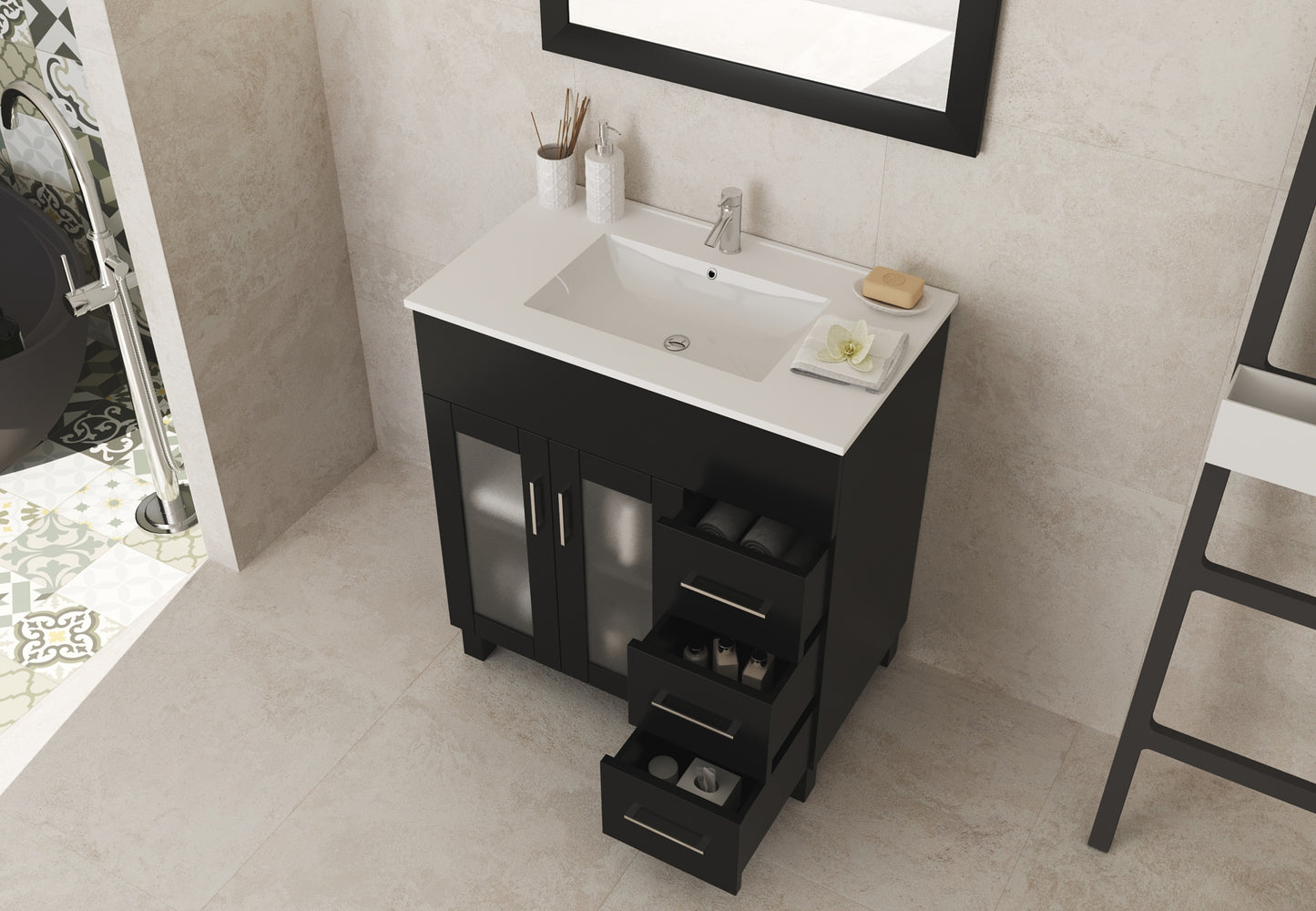 Laviva - Nova 32" Espresso Bathroom Vanity with White Ceramic Basin Countertop