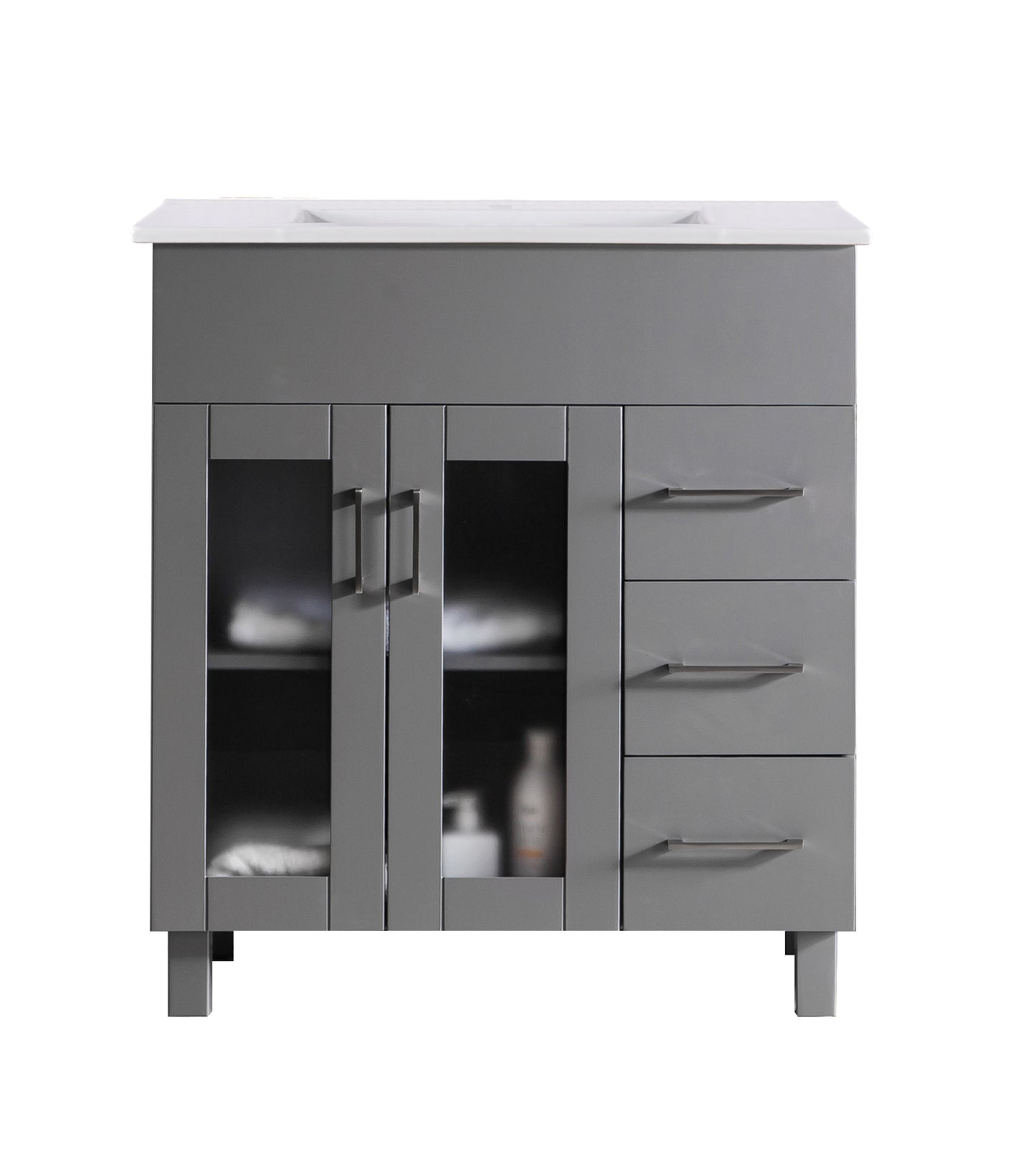 Laviva - Nova 32" Grey Bathroom Vanity with White Ceramic Basin Countertop