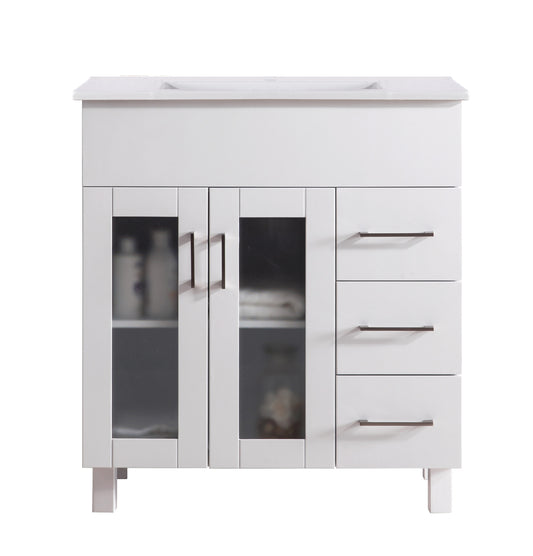 Laviva - Nova 32" White Bathroom Vanity with White Ceramic Basin Countertop