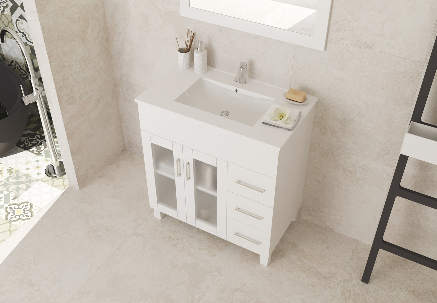 Laviva - Nova 32" White Bathroom Vanity with White Ceramic Basin Countertop