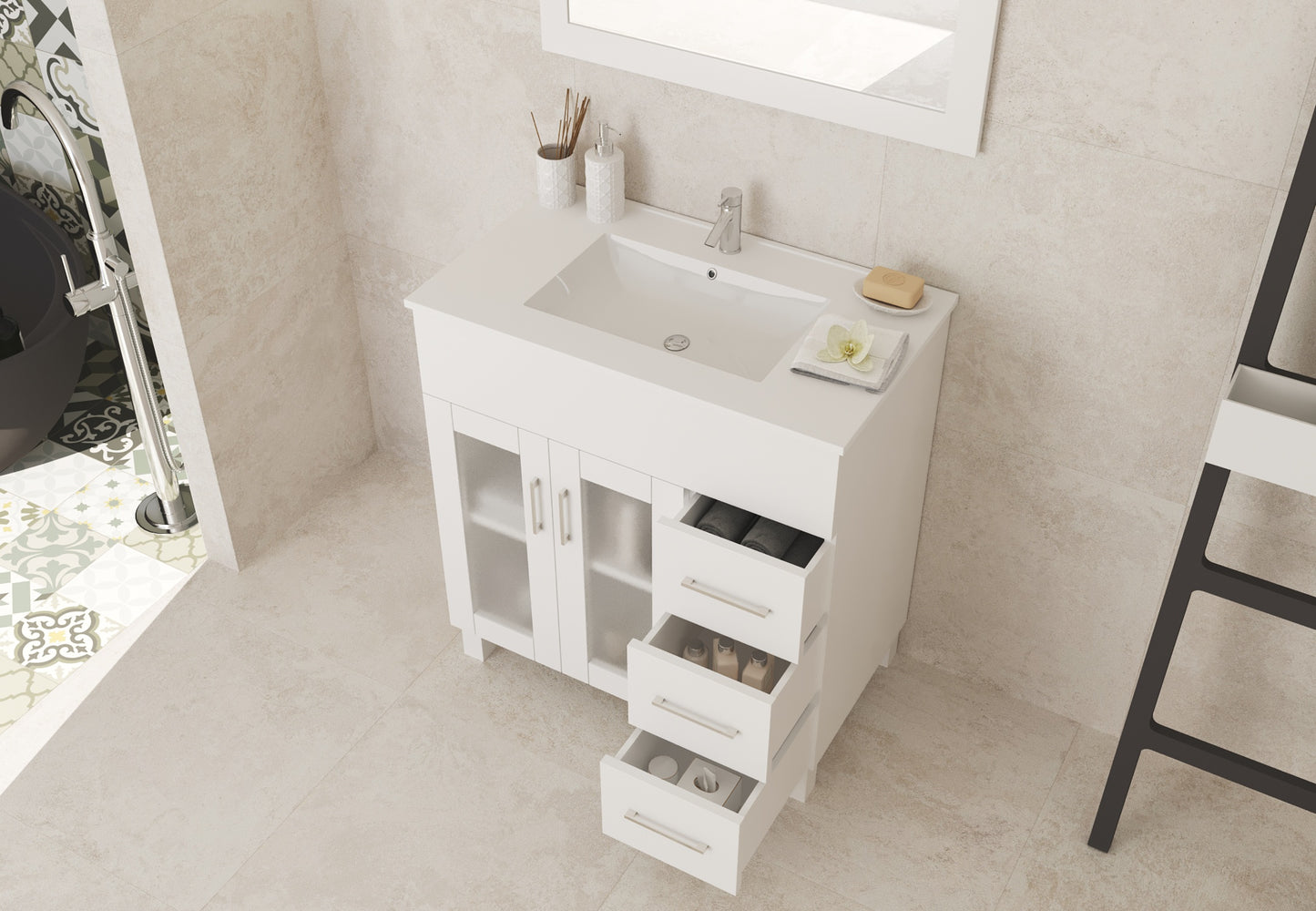 Laviva - Nova 32" White Bathroom Vanity with White Ceramic Basin Countertop