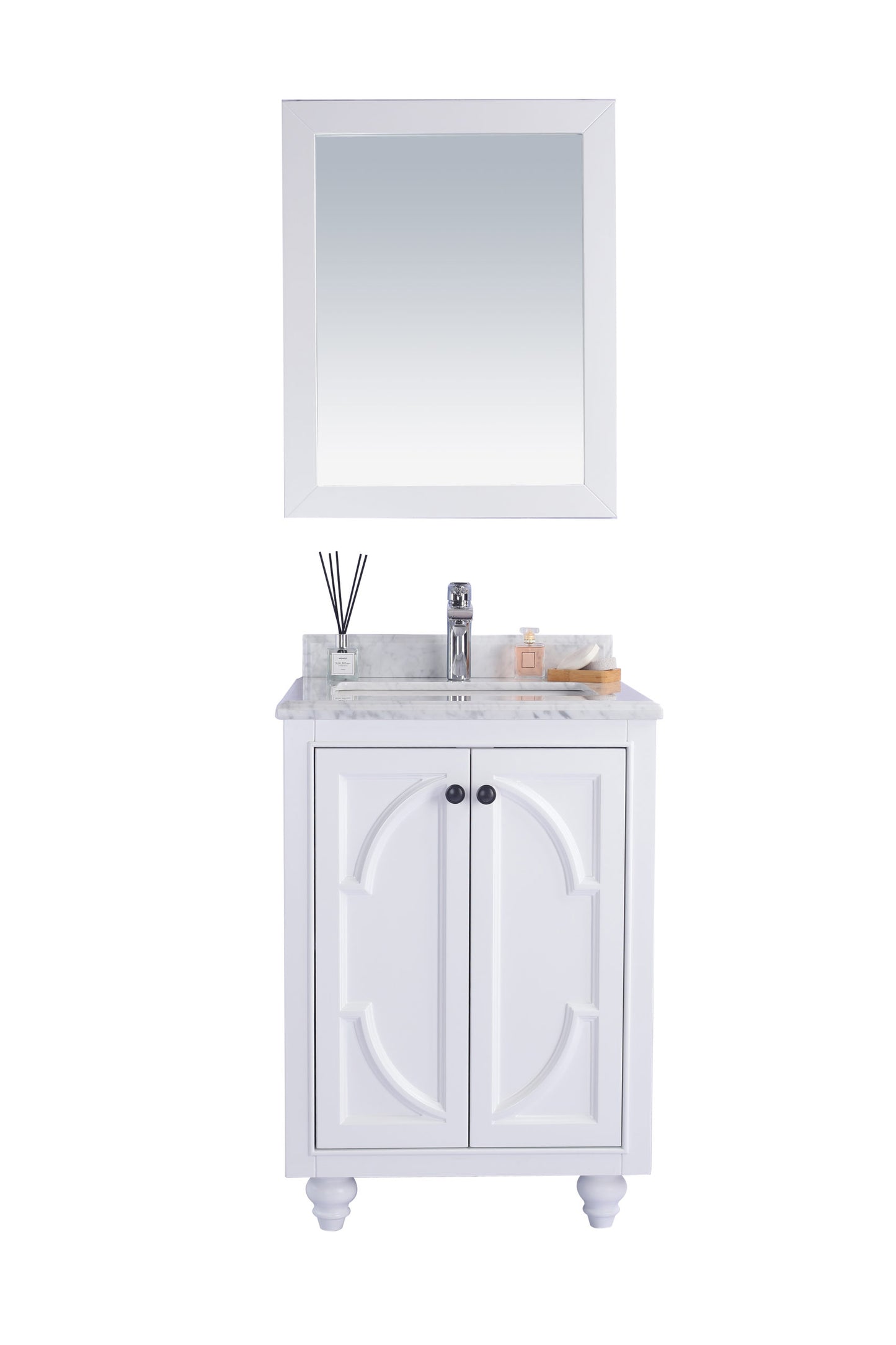 Laviva - Odyssey 24" White Bathroom Vanity with White Carrara Marble Countertop