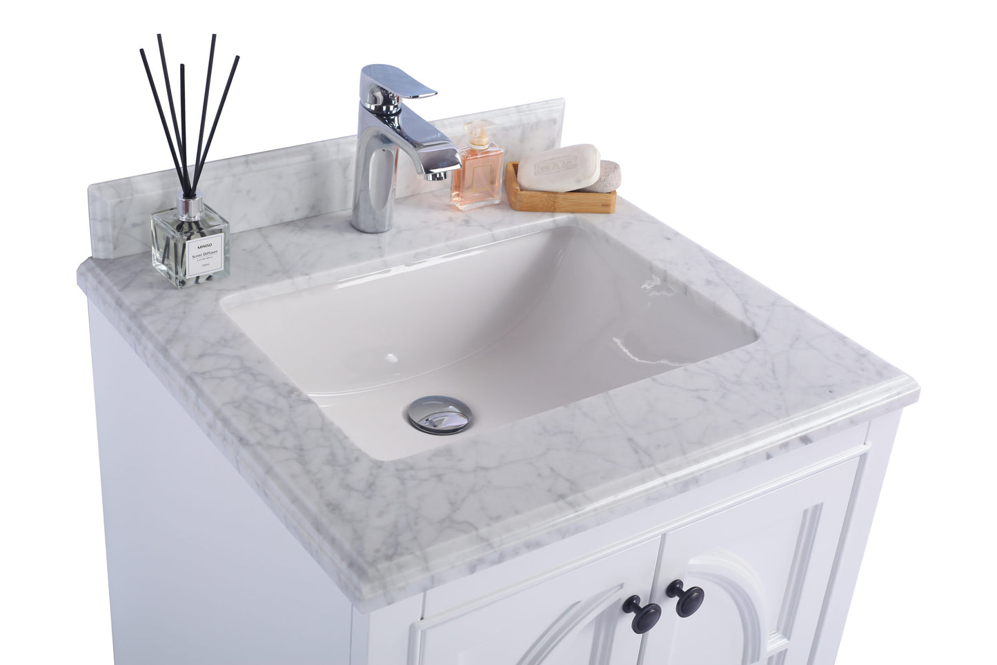 Laviva - Odyssey 24" White Bathroom Vanity with White Carrara Marble Countertop