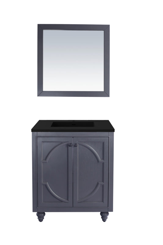 Laviva - Odyssey 30" Maple Grey Bathroom Vanity with Matte Black VIVA Stone Solid Surface Countertop