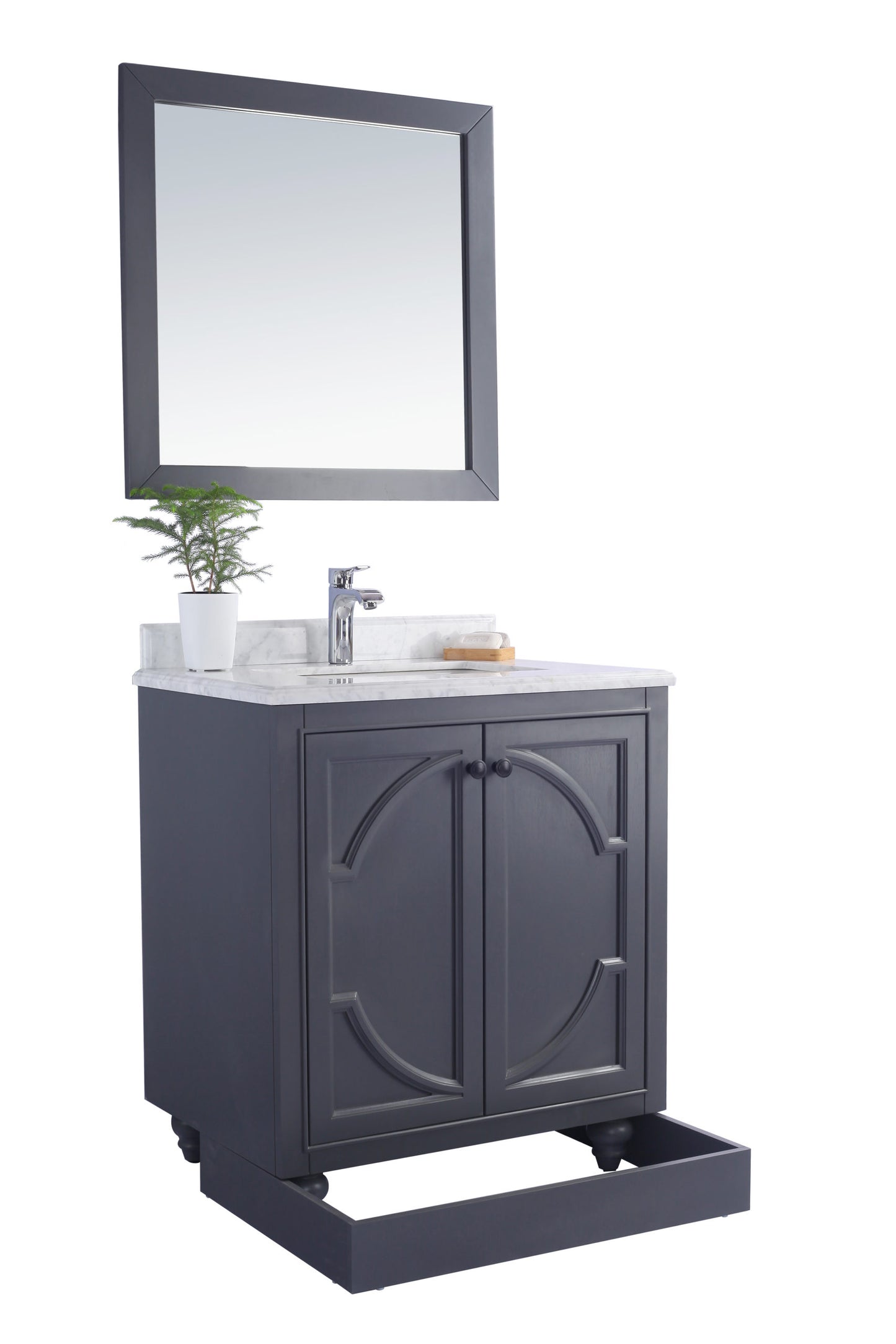 Laviva - Odyssey 30" Maple Grey Bathroom Vanity with Matte White VIVA Stone Solid Surface Countertop