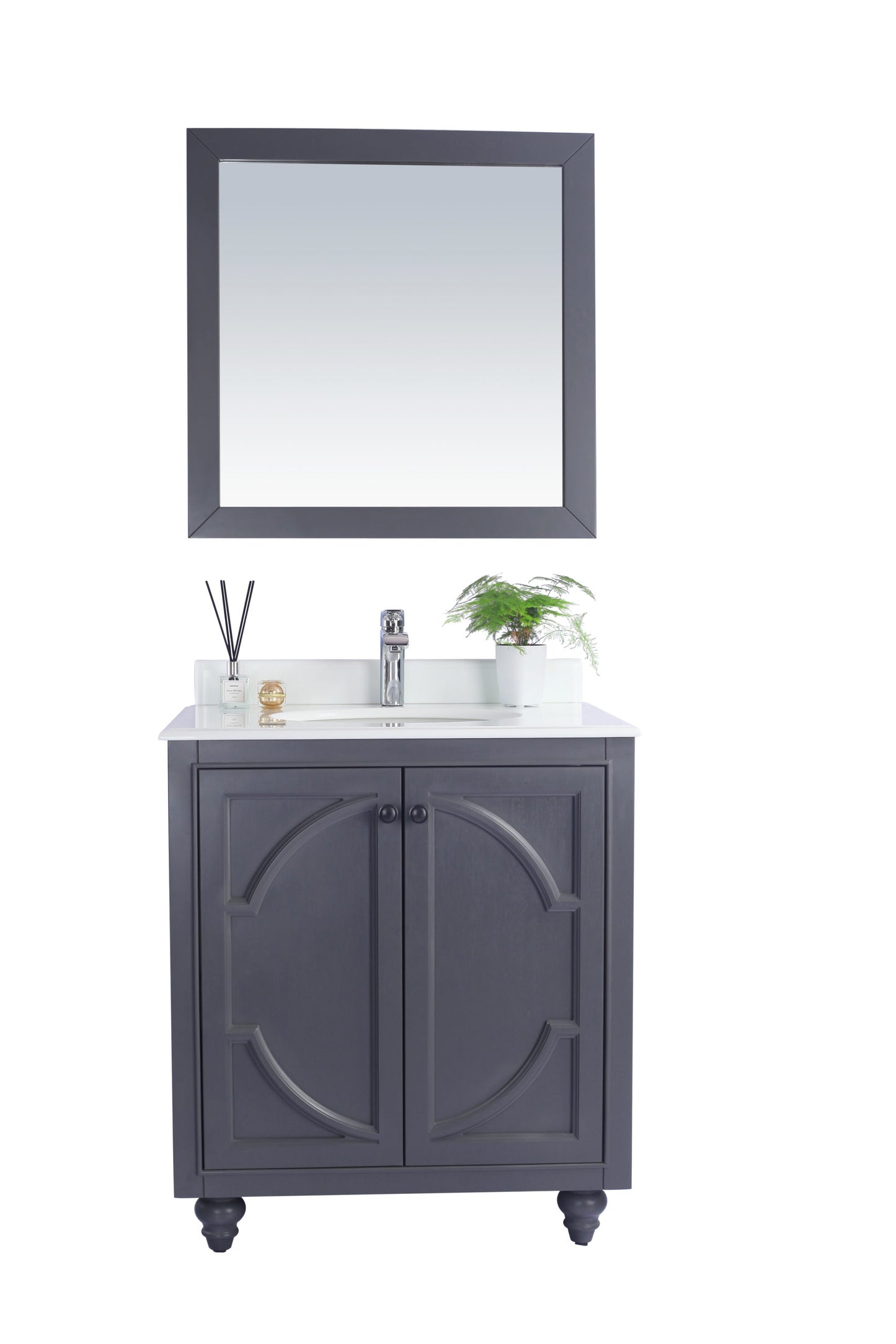 Laviva - Odyssey 30" Maple Grey Bathroom Vanity with Pure White Phoenix Stone Countertop