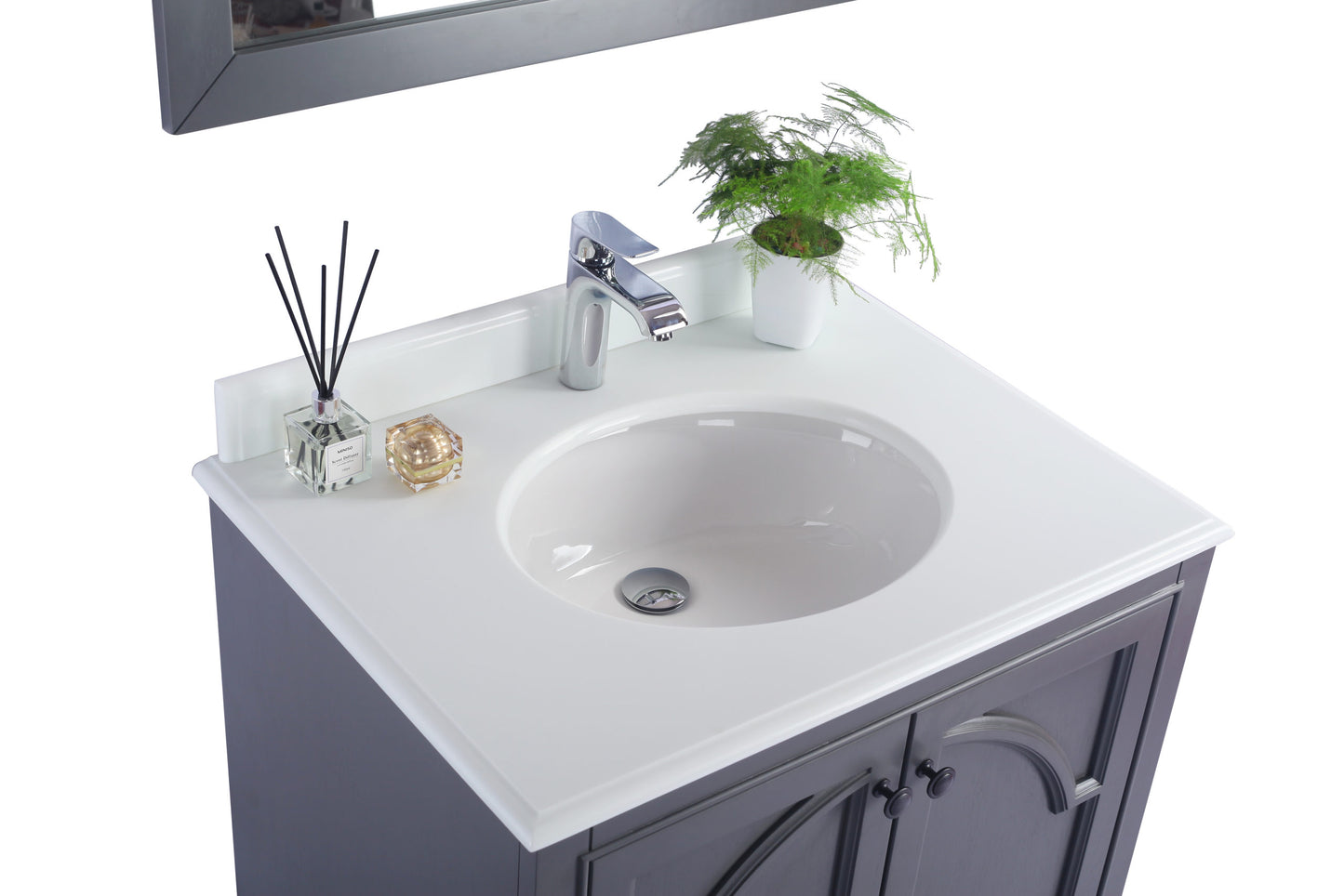 Laviva - Odyssey 30" Maple Grey Bathroom Vanity with Pure White Phoenix Stone Countertop