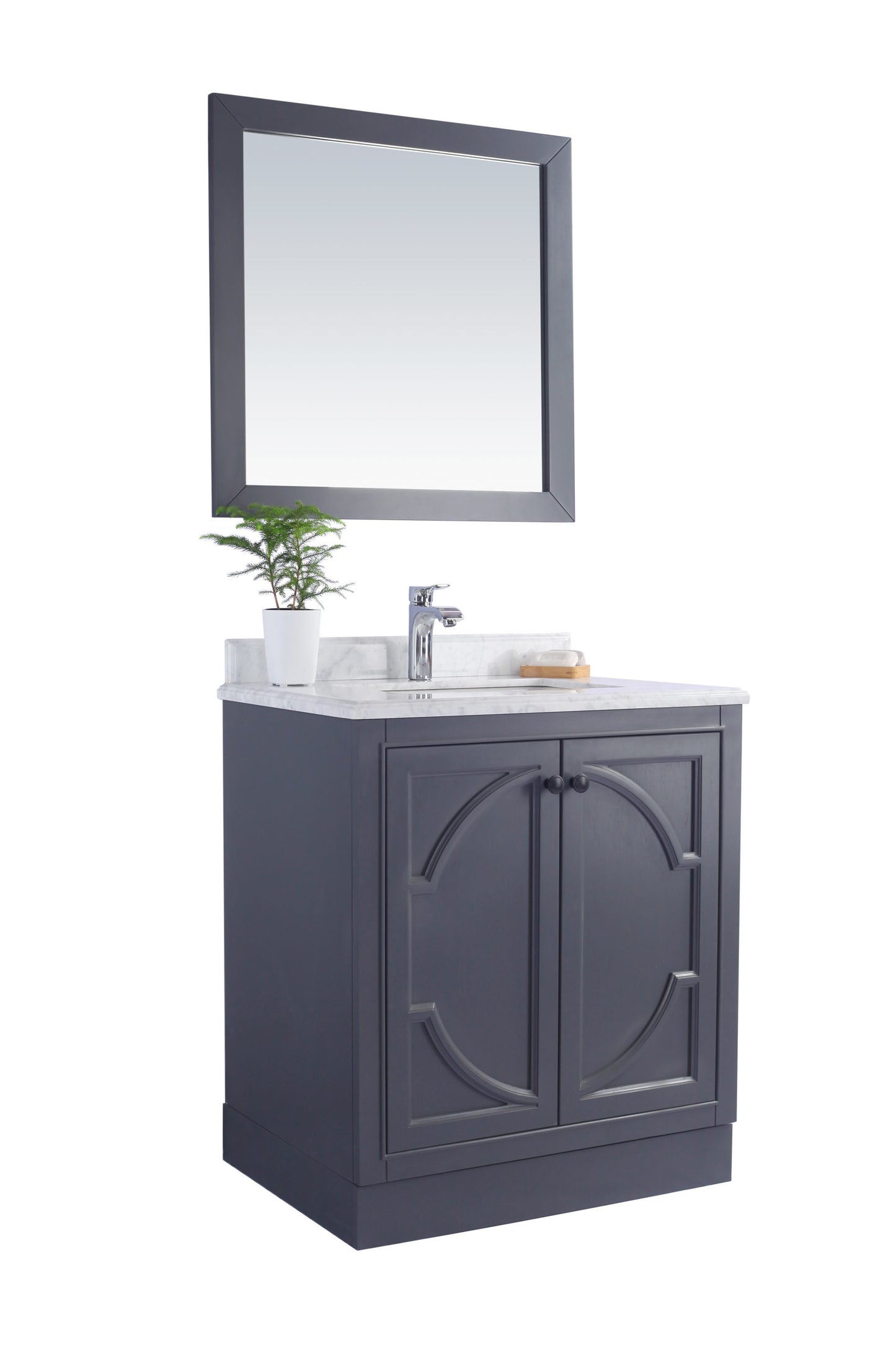 Laviva - Odyssey 30" Maple Grey Bathroom Vanity with Pure White Phoenix Stone Countertop