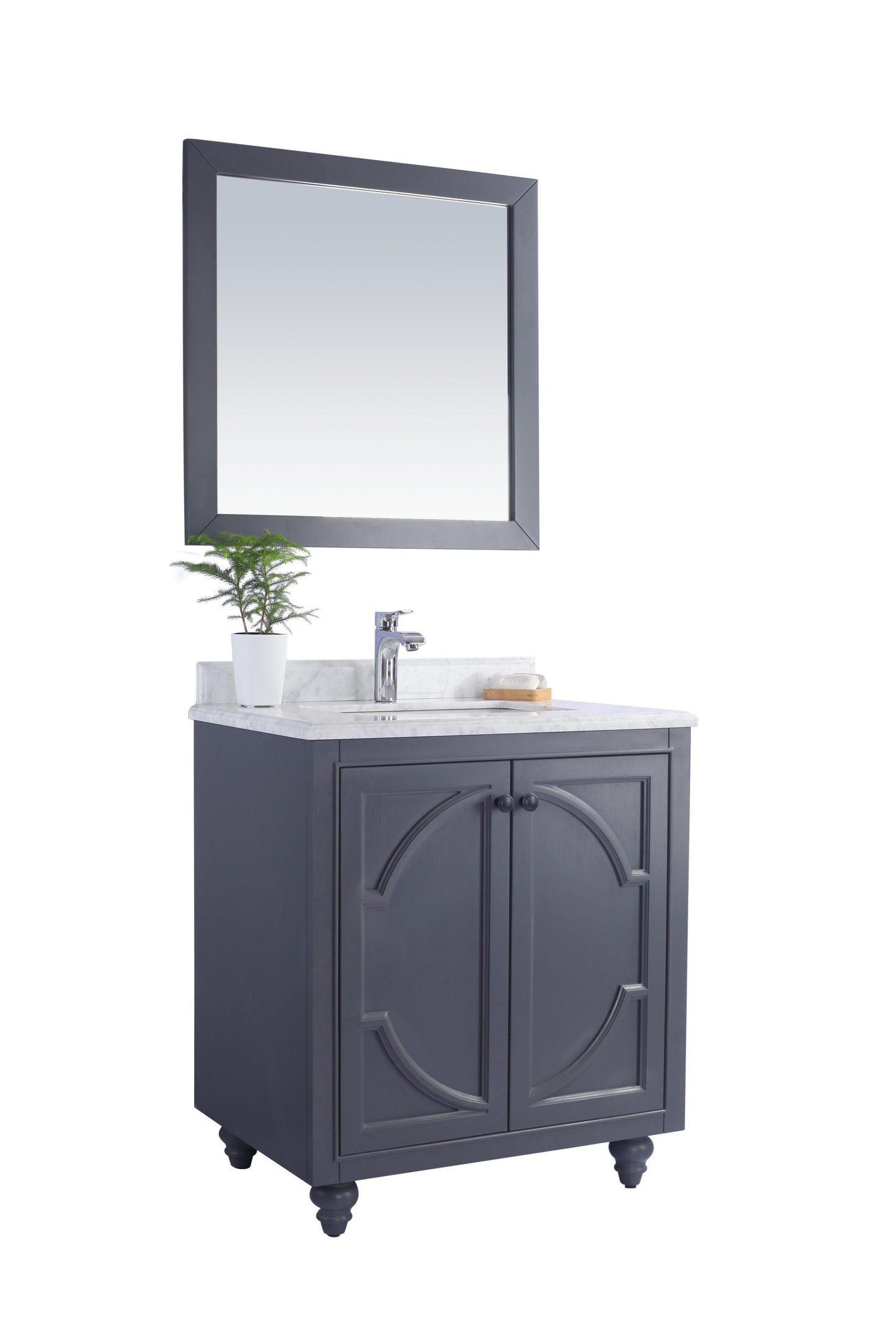 Laviva - Odyssey 30" Maple Grey Bathroom Vanity with White Carrara Marble Countertop