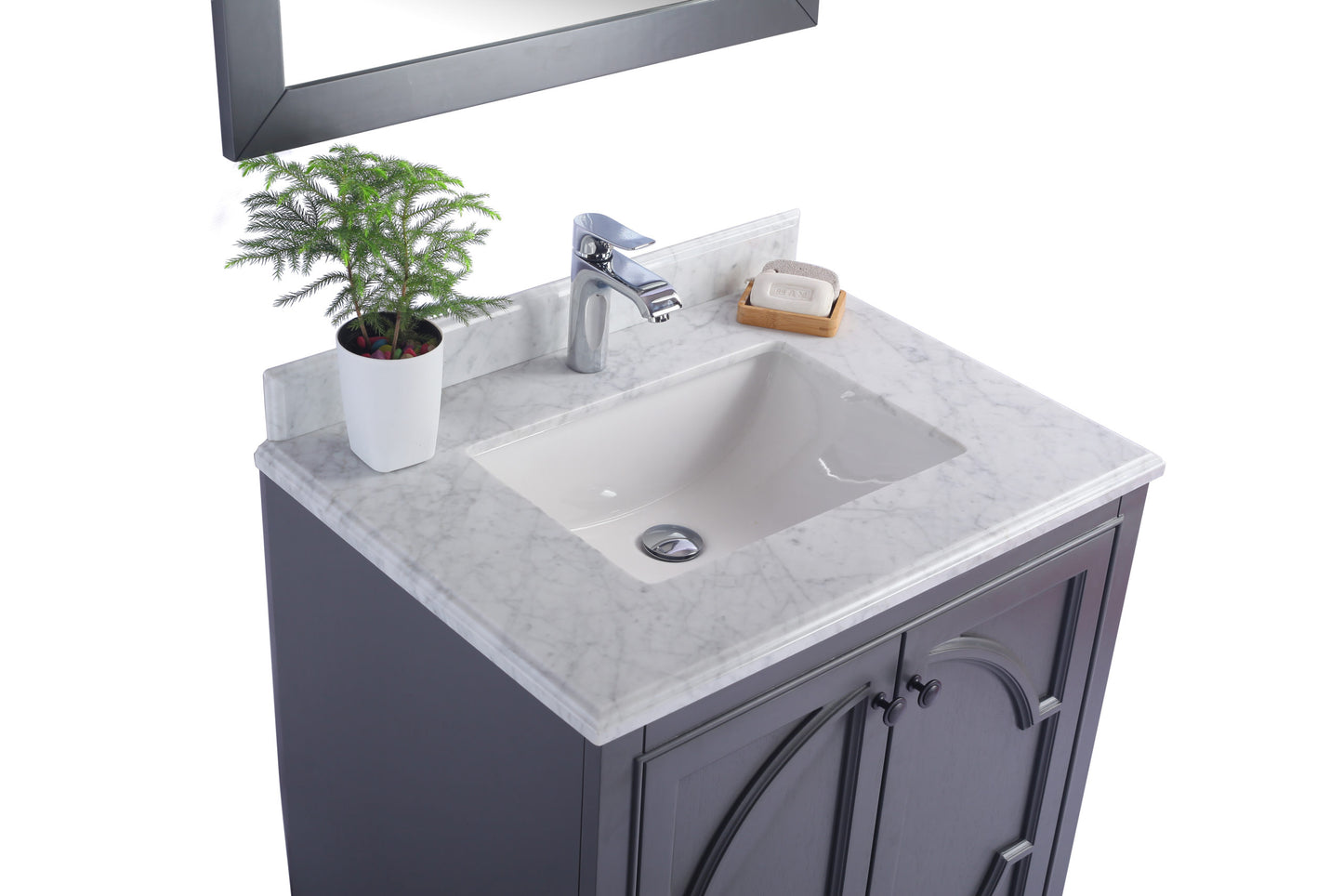 Laviva - Odyssey 30" Maple Grey Bathroom Vanity with White Carrara Marble Countertop