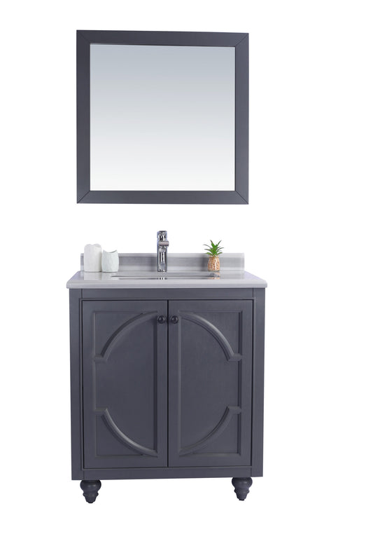 Laviva - Odyssey 30" Maple Grey Bathroom Vanity with White Stripes Marble Countertop