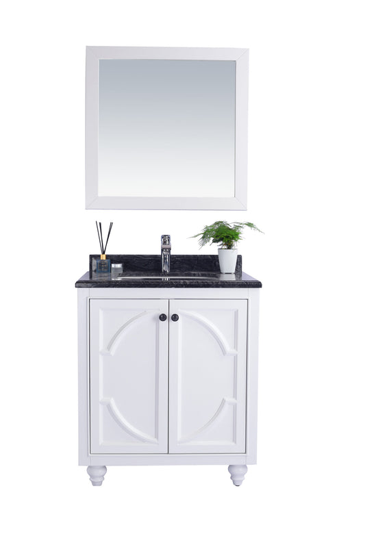 Laviva - Odyssey 30" White Bathroom Vanity with Black Wood Marble Countertop