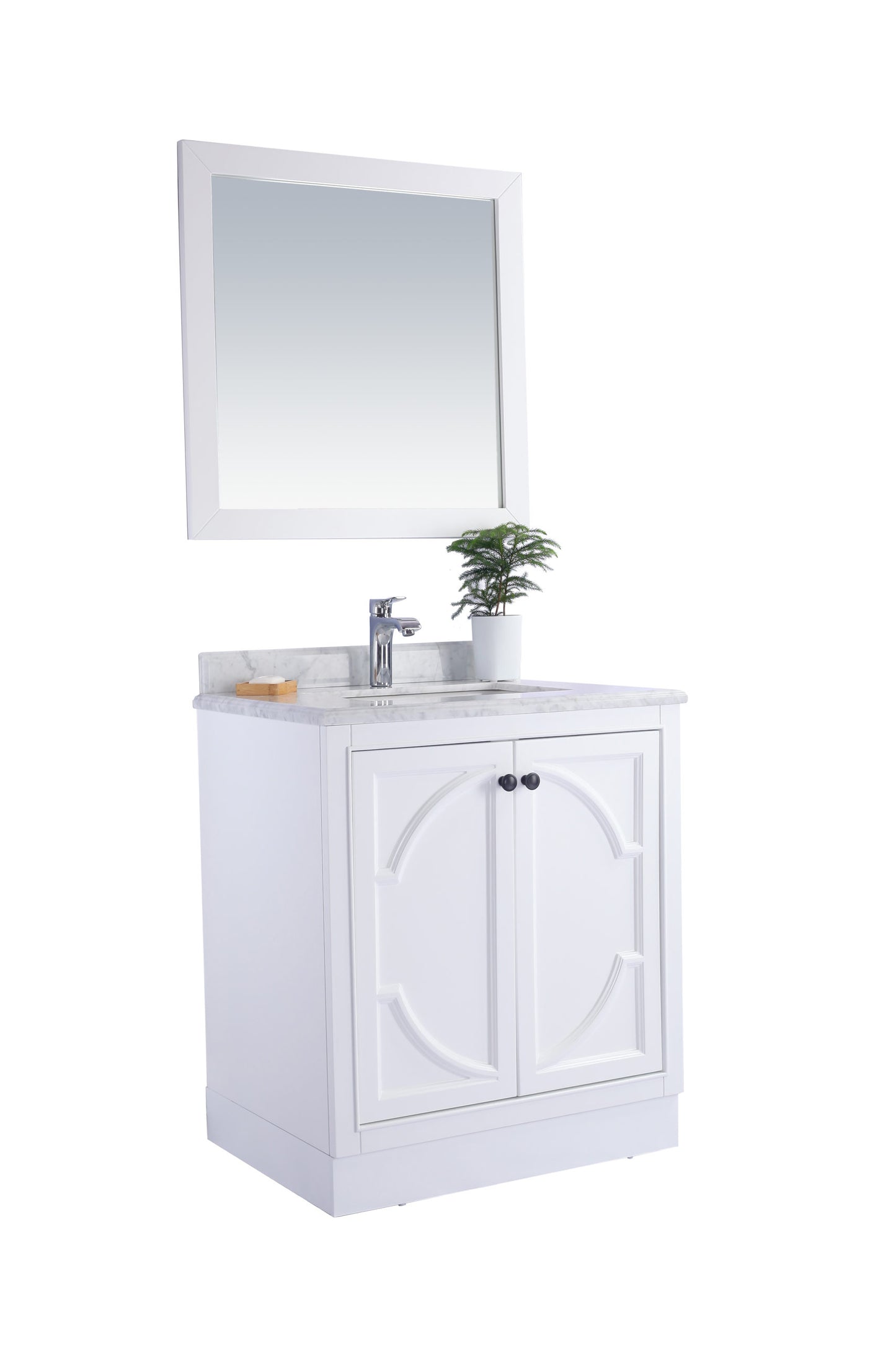 Laviva - Odyssey 30" White Bathroom Vanity with Black Wood Marble Countertop