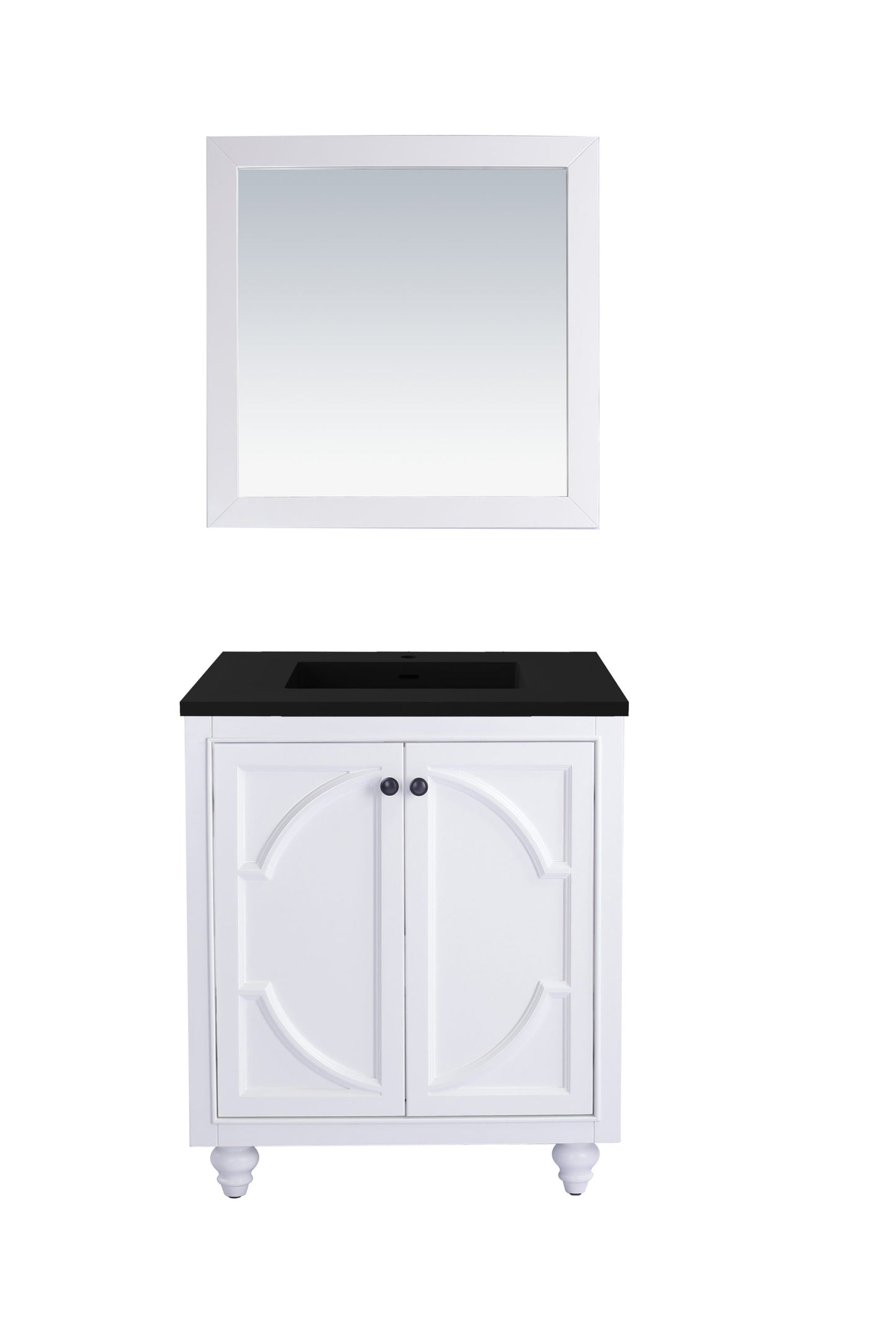 Laviva - Odyssey 30" White Bathroom Vanity with Matte Black VIVA Stone Solid Surface Countertop