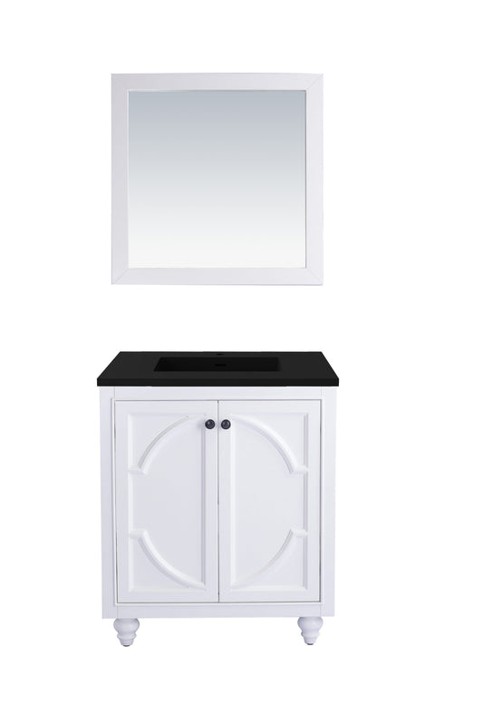 Laviva - Odyssey 30" White Bathroom Vanity with Matte Black VIVA Stone Solid Surface Countertop