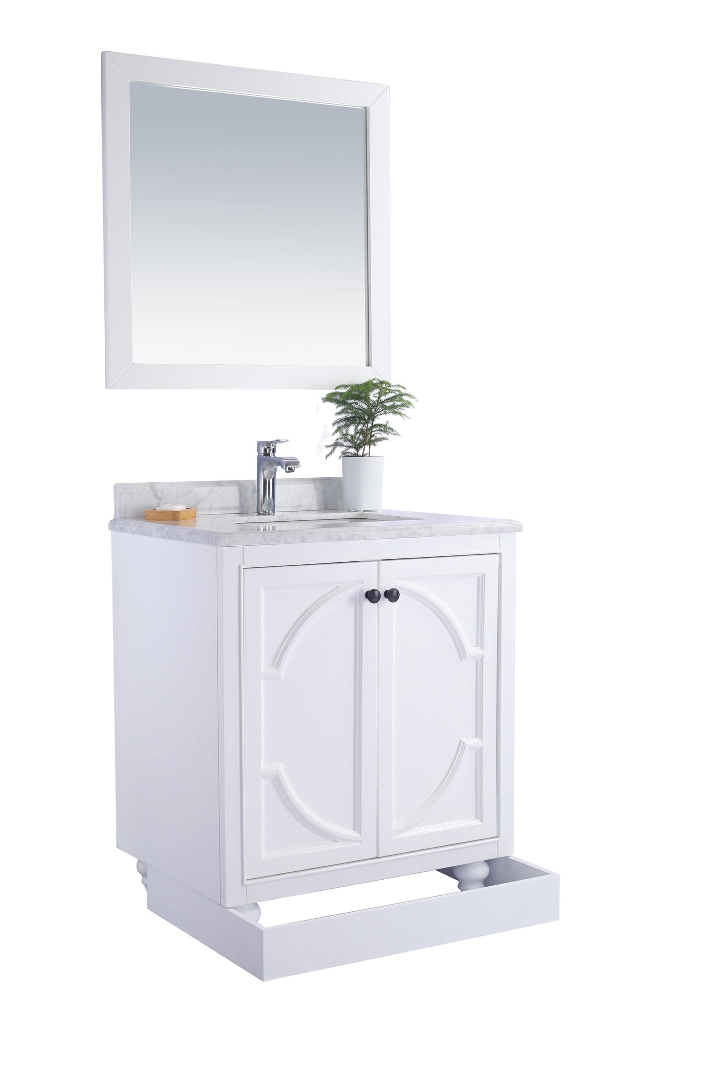 Laviva - Odyssey 30" White Bathroom Vanity with Matte Black VIVA Stone Solid Surface Countertop