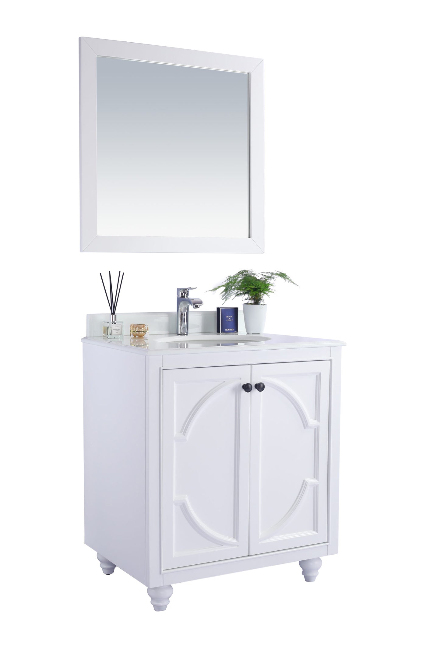 Laviva - Odyssey 30" White Bathroom Vanity with Pure White Phoenix Stone Countertop