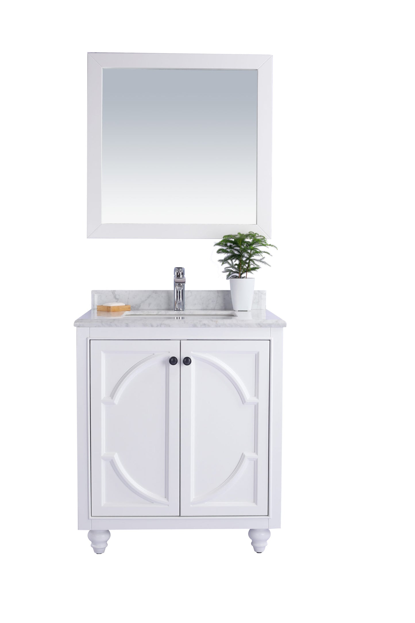 Laviva - Odyssey 30" White Bathroom Vanity with White Carrara Marble Countertop