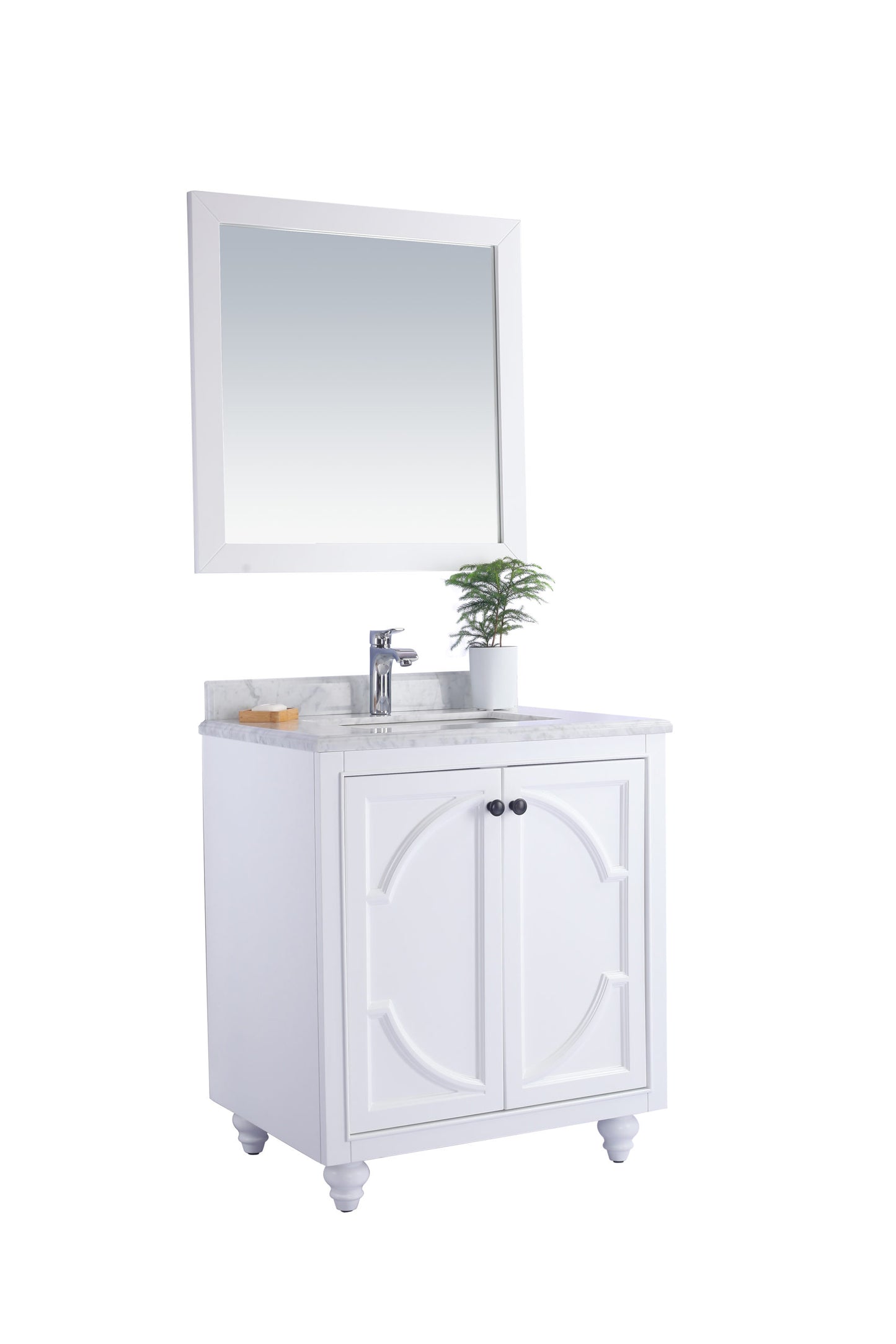 Laviva - Odyssey 30" White Bathroom Vanity with White Carrara Marble Countertop